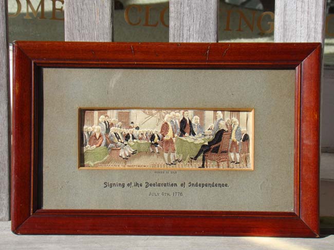 A circa 1876 'Stevensgraph' Silkwork picture of "The Signing of the Declaration of Independence July 4, 1776" — image 2